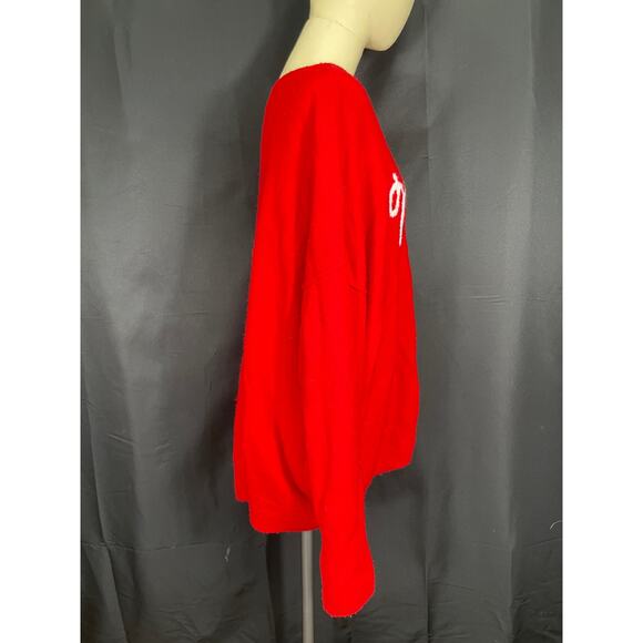 CeCe Christmas Sweater, Merry, Bright Red Soft Knit Large - Picture 5 of 6